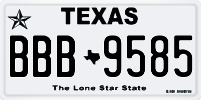 TX license plate BBB9585