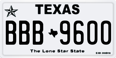 TX license plate BBB9600