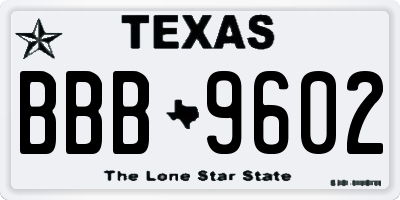 TX license plate BBB9602