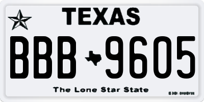 TX license plate BBB9605