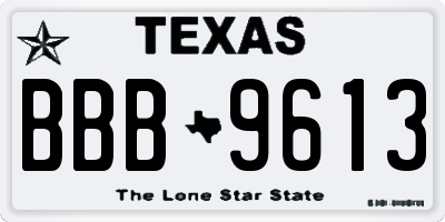 TX license plate BBB9613