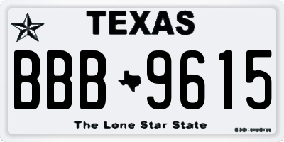 TX license plate BBB9615