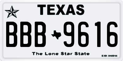 TX license plate BBB9616