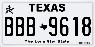 TX license plate BBB9618