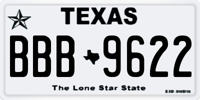 TX license plate BBB9622