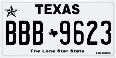 TX license plate BBB9623