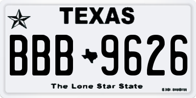 TX license plate BBB9626