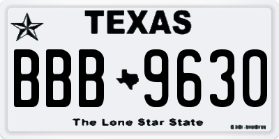 TX license plate BBB9630