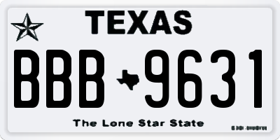 TX license plate BBB9631
