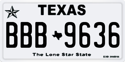 TX license plate BBB9636