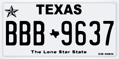 TX license plate BBB9637