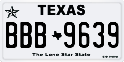 TX license plate BBB9639