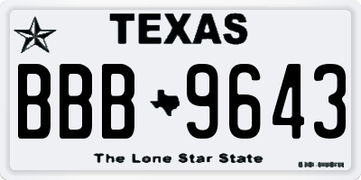 TX license plate BBB9643