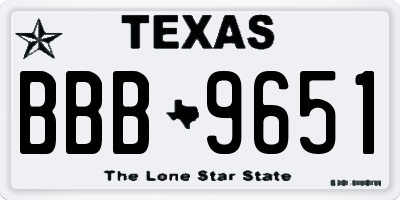 TX license plate BBB9651