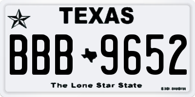 TX license plate BBB9652