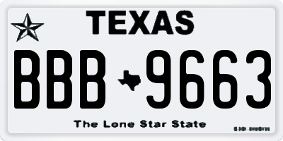 TX license plate BBB9663