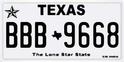 TX license plate BBB9668