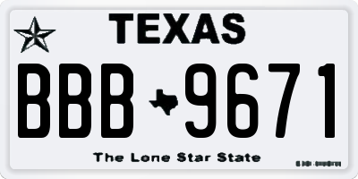 TX license plate BBB9671