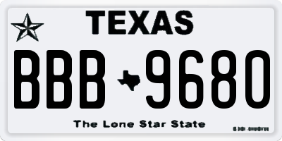 TX license plate BBB9680