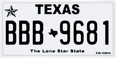 TX license plate BBB9681