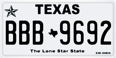 TX license plate BBB9692