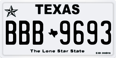 TX license plate BBB9693