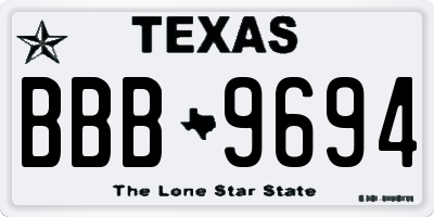 TX license plate BBB9694