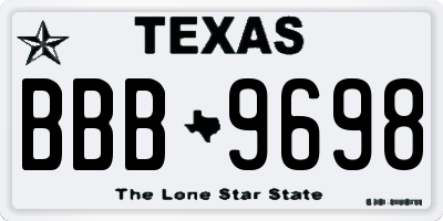 TX license plate BBB9698