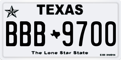 TX license plate BBB9700