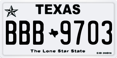 TX license plate BBB9703