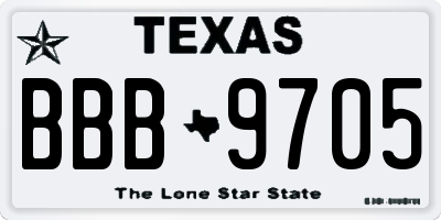 TX license plate BBB9705