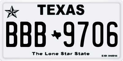 TX license plate BBB9706