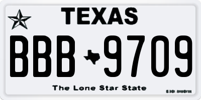 TX license plate BBB9709