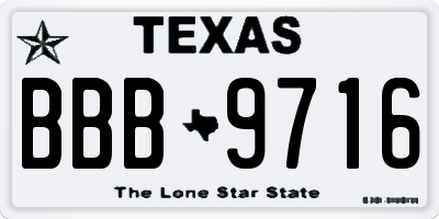 TX license plate BBB9716