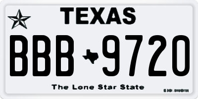 TX license plate BBB9720