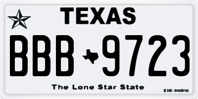 TX license plate BBB9723