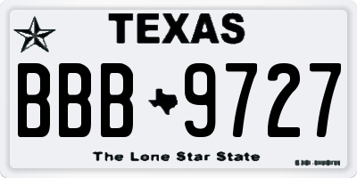 TX license plate BBB9727