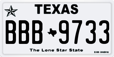 TX license plate BBB9733