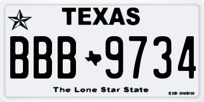 TX license plate BBB9734