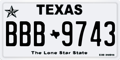 TX license plate BBB9743