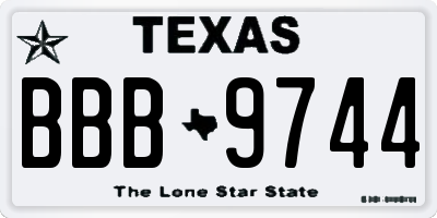 TX license plate BBB9744
