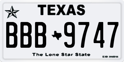 TX license plate BBB9747