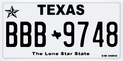 TX license plate BBB9748