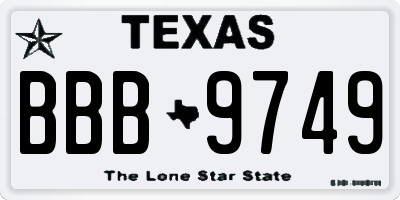 TX license plate BBB9749