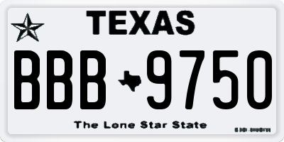 TX license plate BBB9750