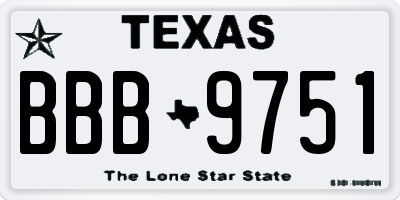 TX license plate BBB9751