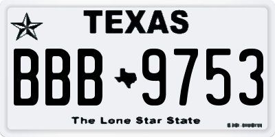 TX license plate BBB9753