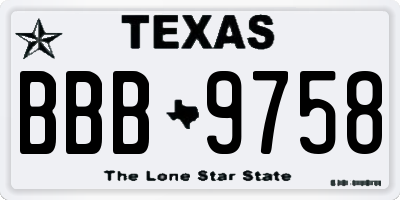 TX license plate BBB9758
