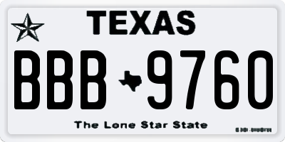 TX license plate BBB9760