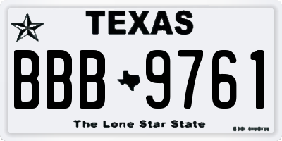 TX license plate BBB9761